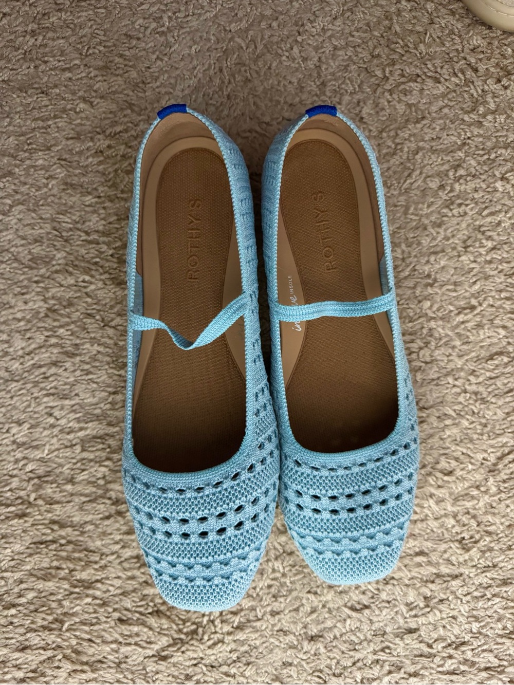 BRAND NEW Rothy's Light Blue Knit Mary Jane Flats